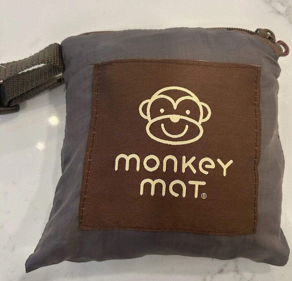 Monkey Mat Portable Blue Brown Floor Outdoor Playmat blanket play outside EUC